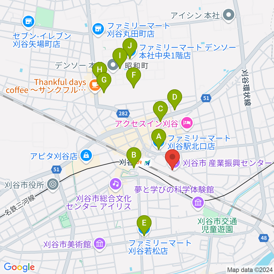 刈谷市産業振興センター周辺のコンビニエンスストア一覧地図