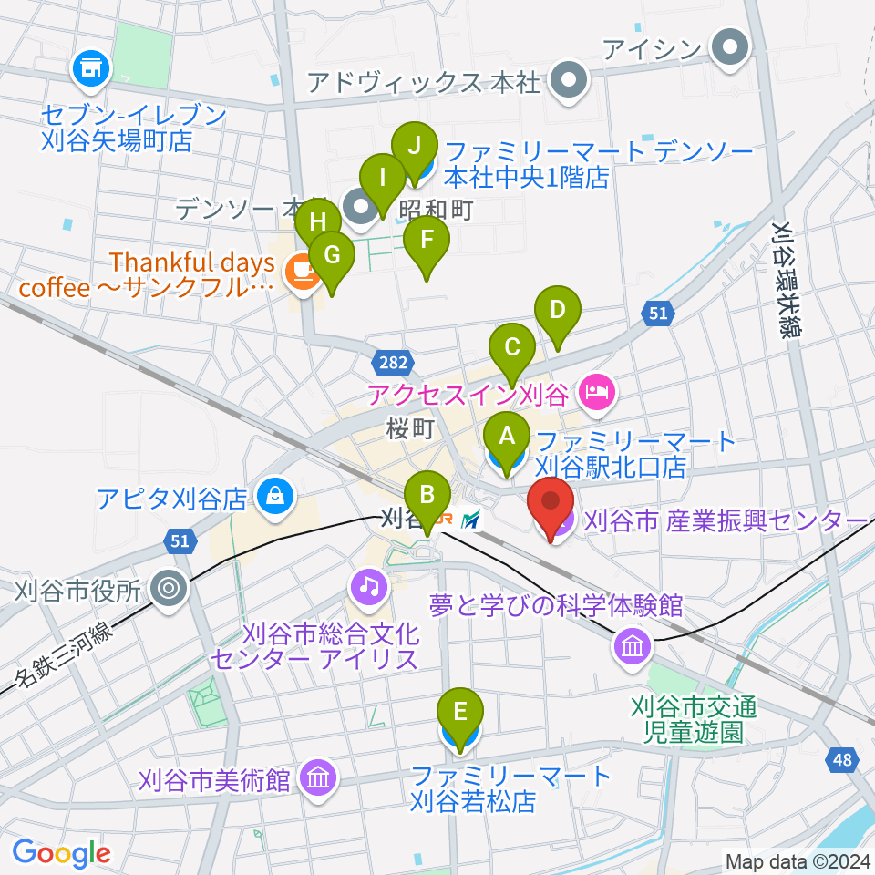 刈谷市産業振興センター周辺のコンビニエンスストア一覧地図