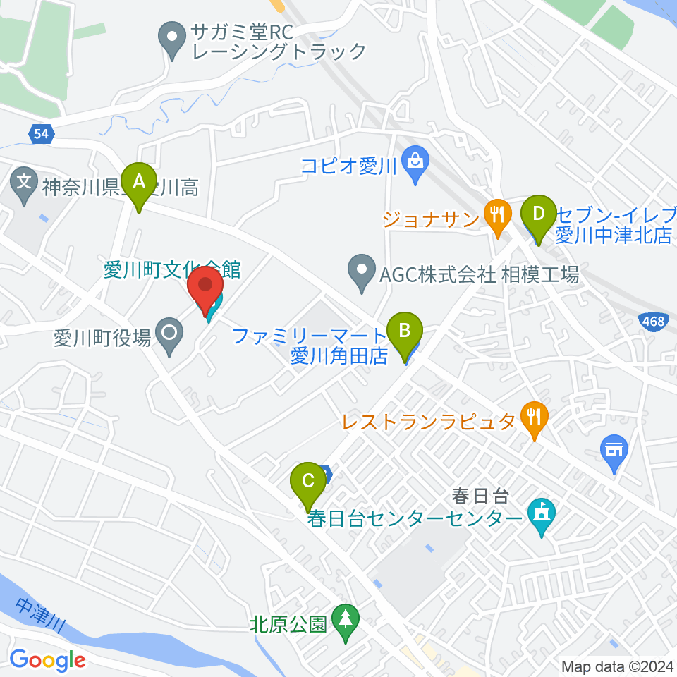 愛川町文化会館周辺のコンビニエンスストア一覧地図