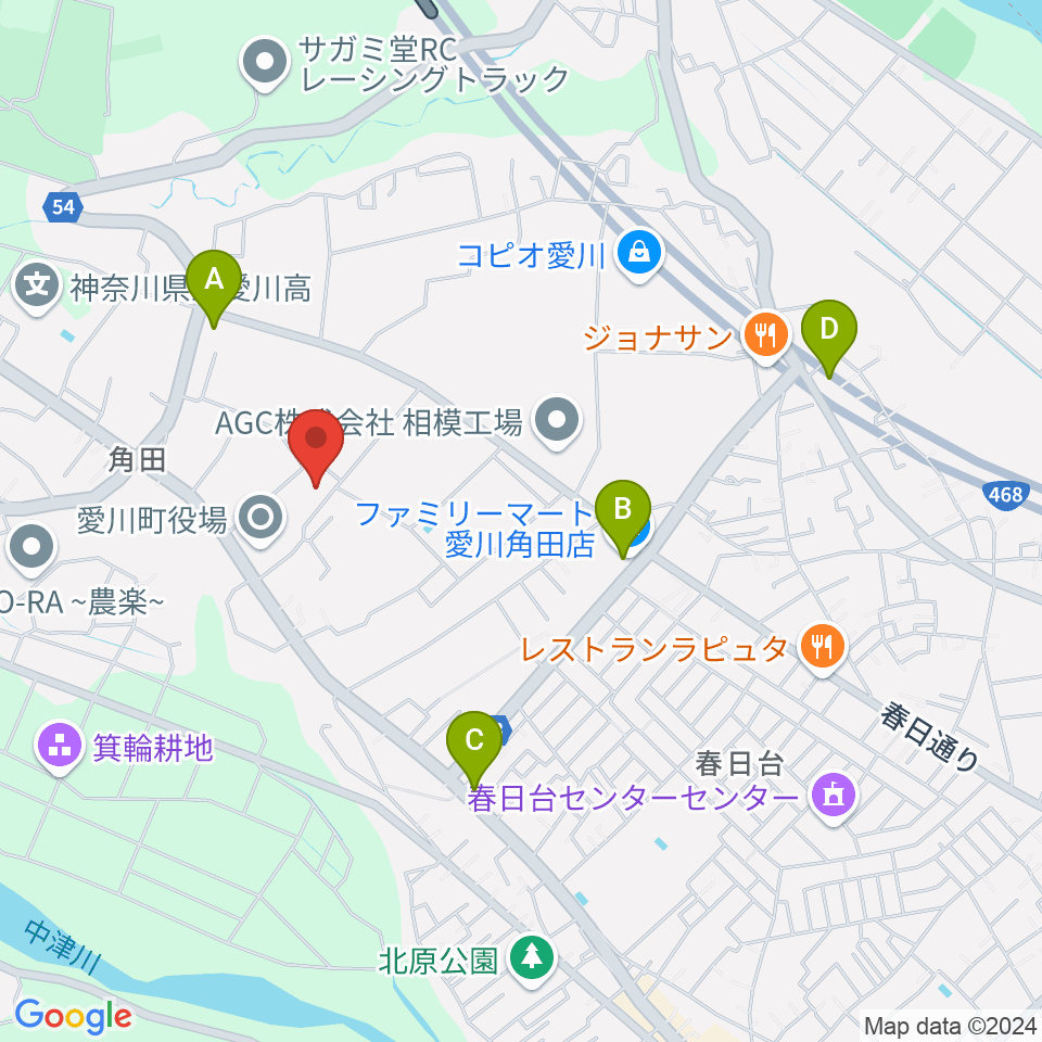 愛川町文化会館周辺のコンビニエンスストア一覧地図