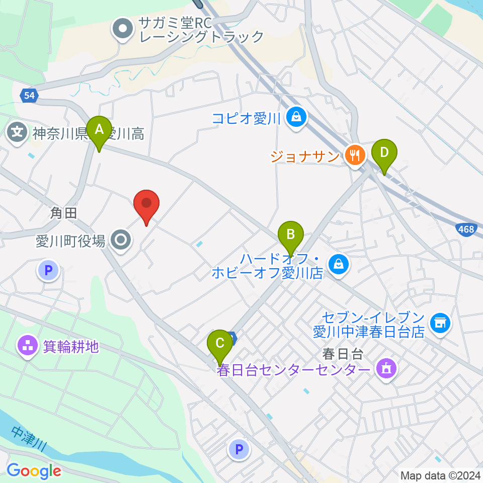 愛川町文化会館周辺のコンビニエンスストア一覧地図