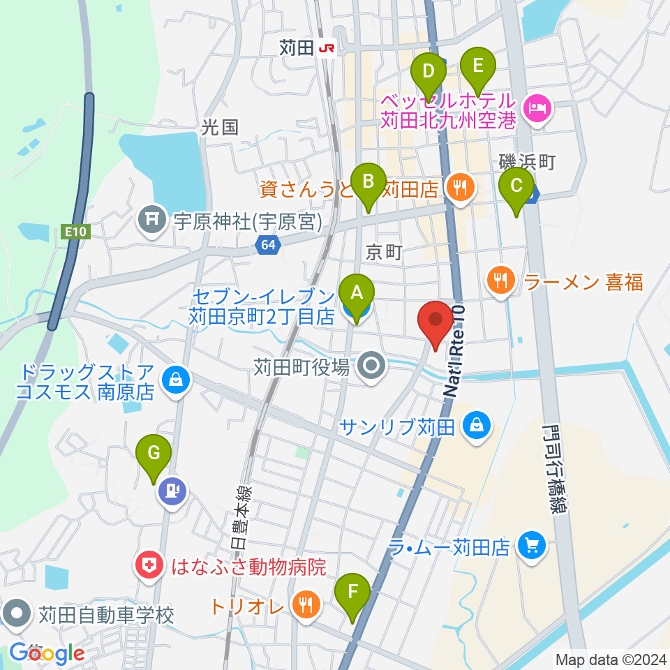 苅田町立中央公民館周辺のコンビニエンスストア一覧地図