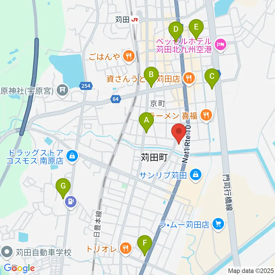 苅田町立中央公民館周辺のコンビニエンスストア一覧地図