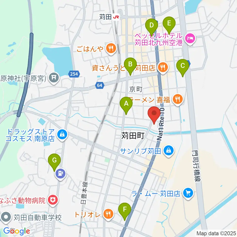 苅田町立中央公民館周辺のコンビニエンスストア一覧地図