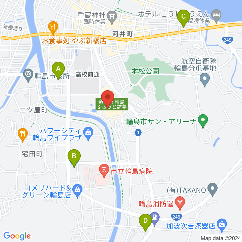 輪島市文化会館周辺のコンビニエンスストア一覧地図