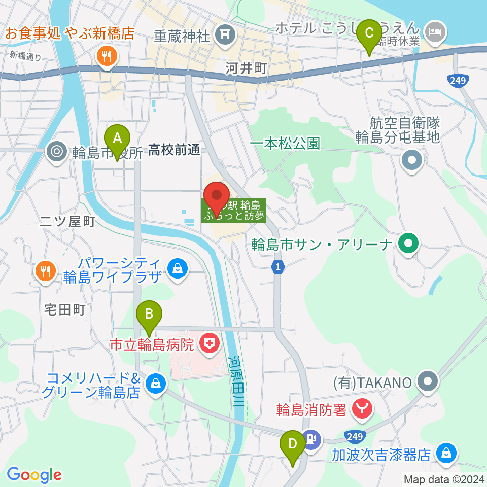 輪島市文化会館周辺のコンビニエンスストア一覧地図