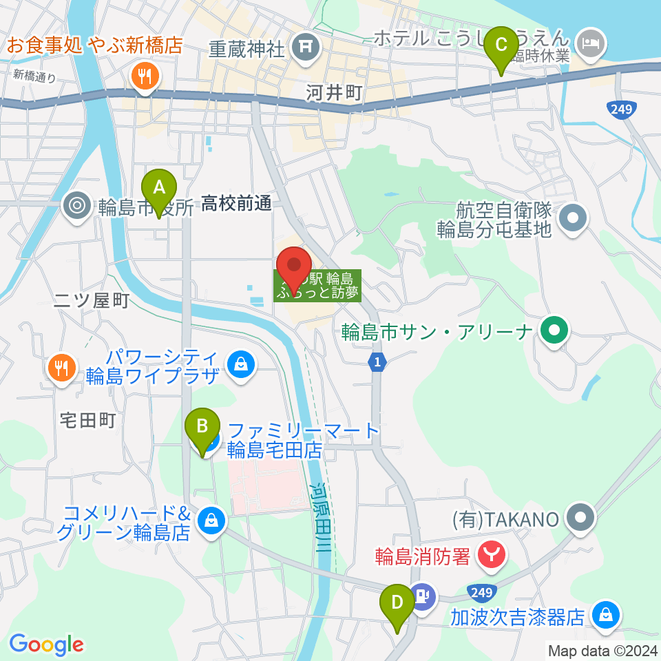 輪島市文化会館周辺のコンビニエンスストア一覧地図