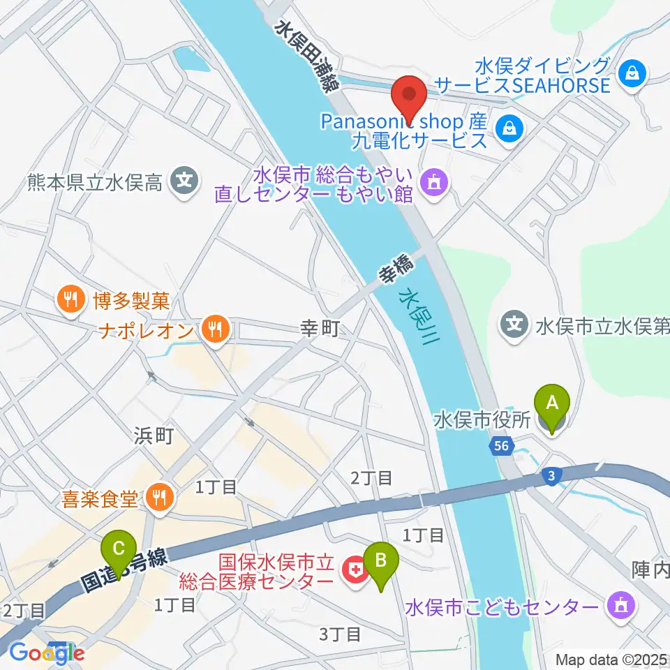 水俣市文化会館周辺のコンビニエンスストア一覧地図
