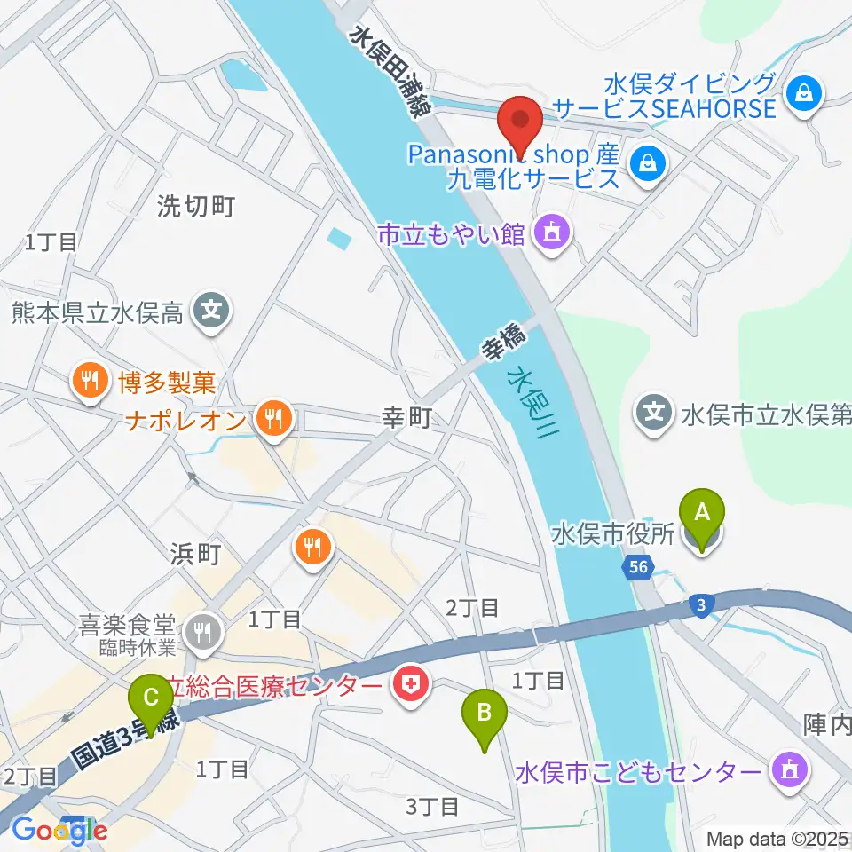 水俣市文化会館周辺のコンビニエンスストア一覧地図