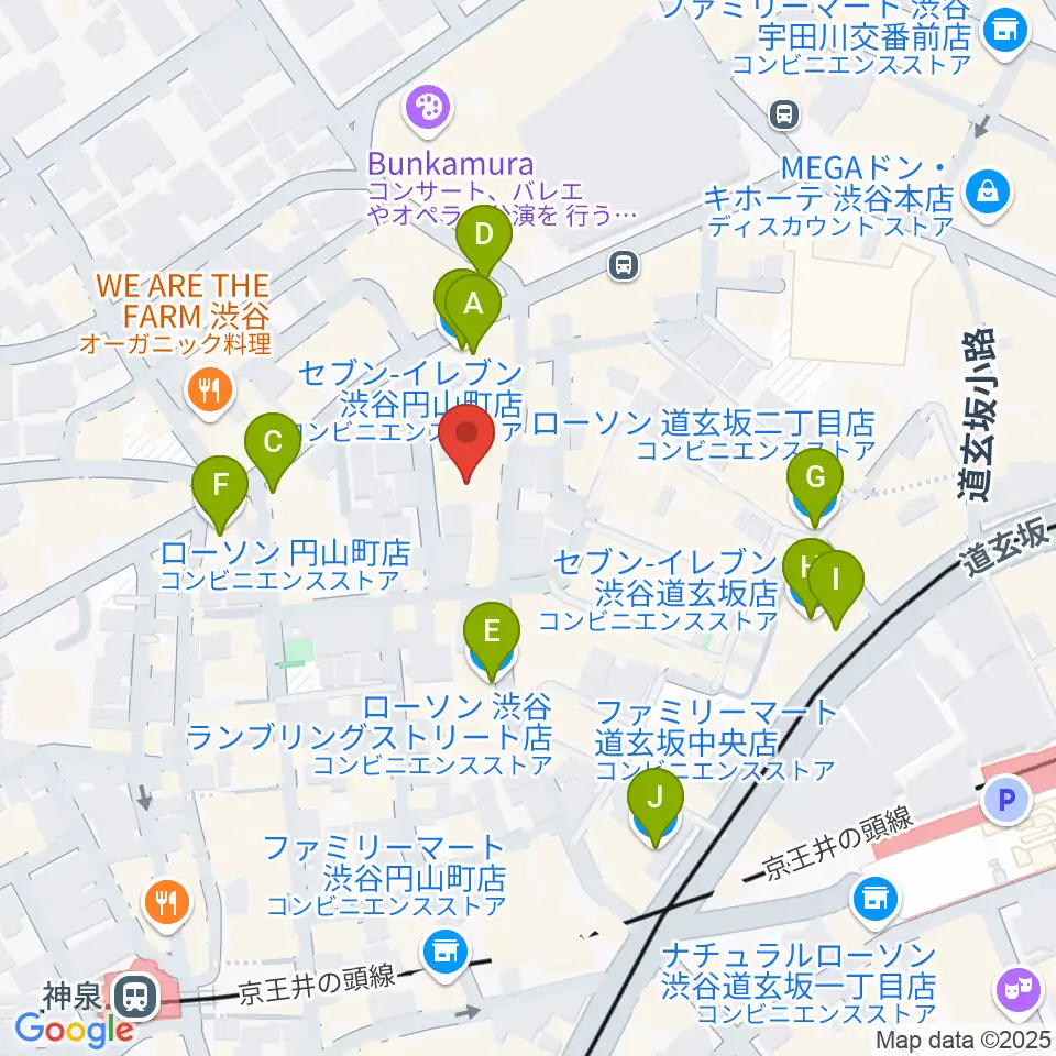 シネマヴェーラ渋谷周辺のコンビニエンスストア一覧地図