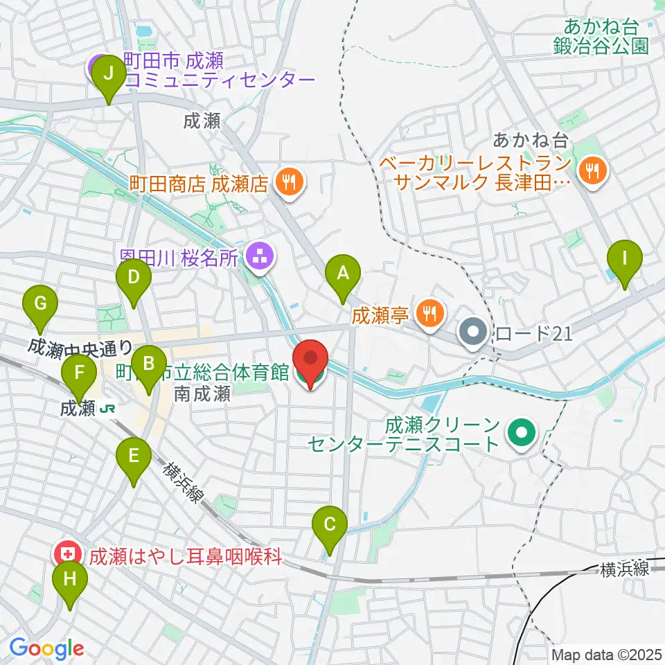町田市立総合体育館周辺のコンビニエンスストア一覧地図