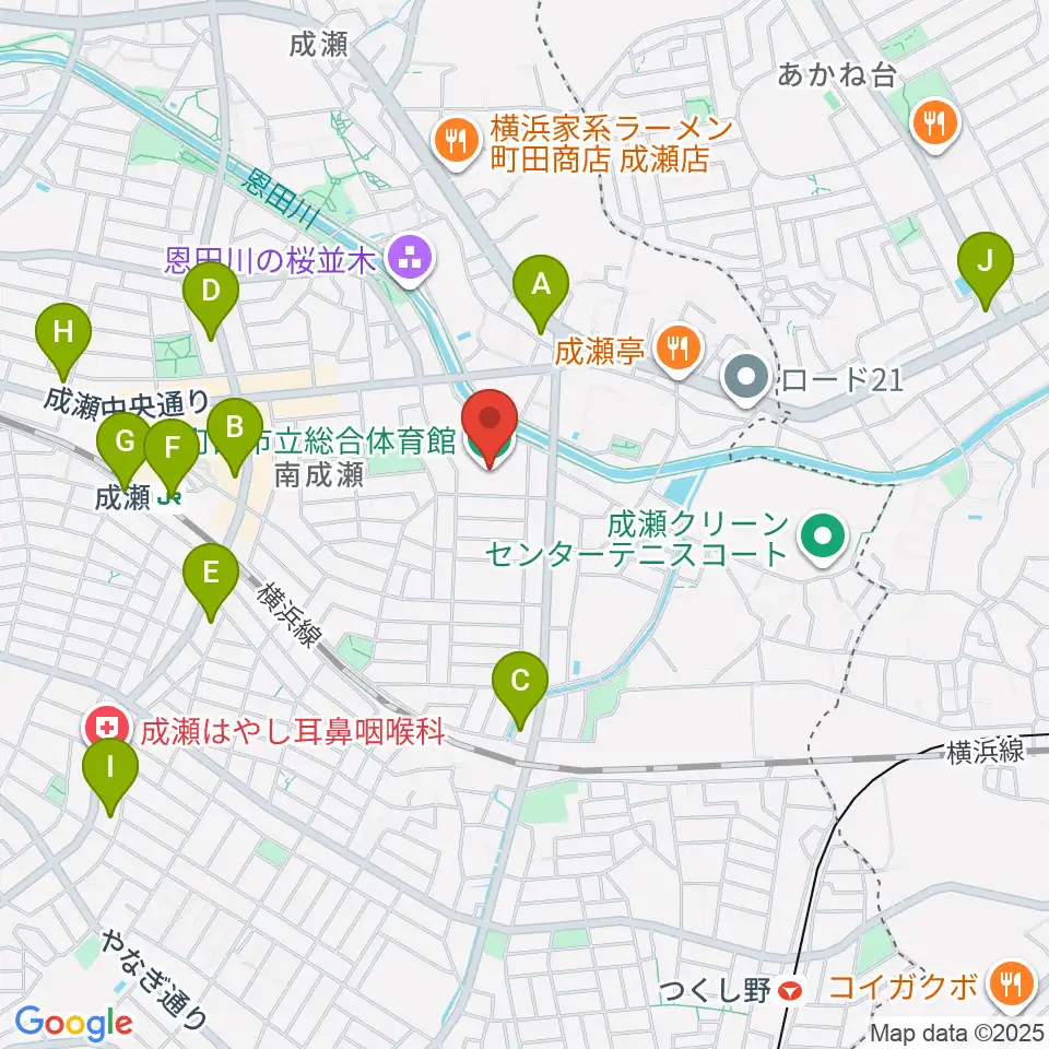 町田市立総合体育館周辺のコンビニエンスストア一覧地図