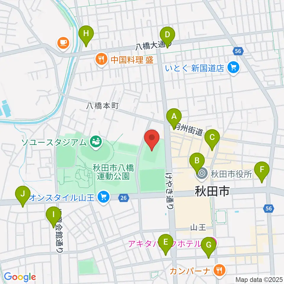 秋田スポーツPLUS・ASPスタジアム周辺のコンビニエンスストア一覧地図