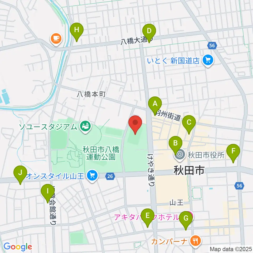 秋田スポーツPLUS・ASPスタジアム周辺のコンビニエンスストア一覧地図