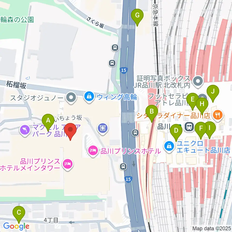 品川プリンスホテル クラブeX周辺のコンビニエンスストア一覧地図