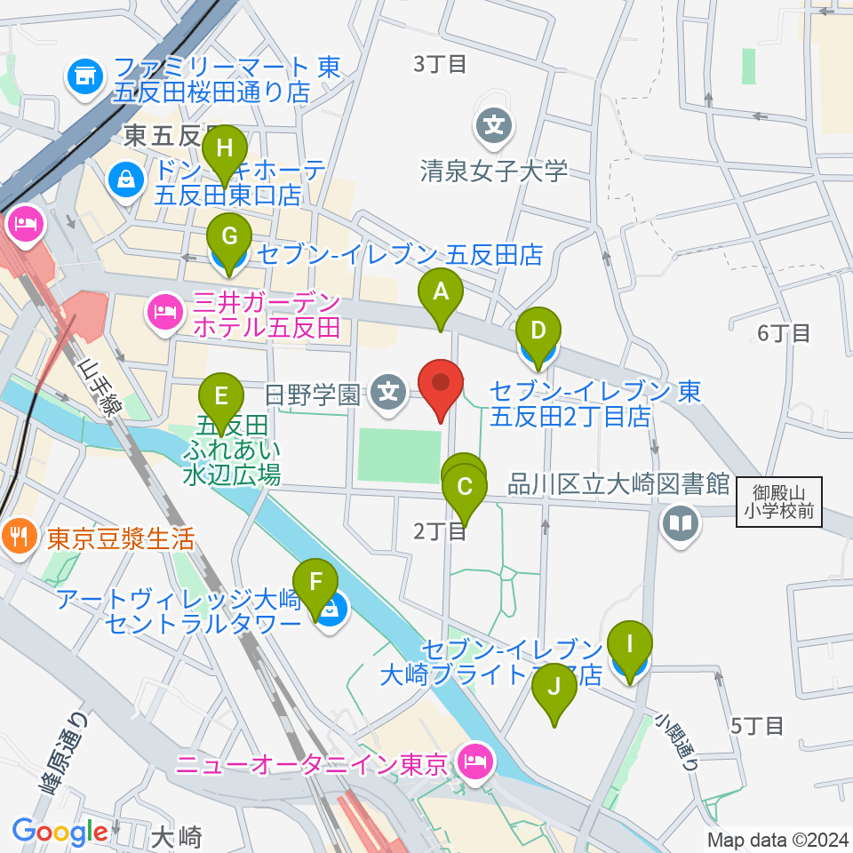 品川区立総合体育館周辺のコンビニエンスストア一覧地図