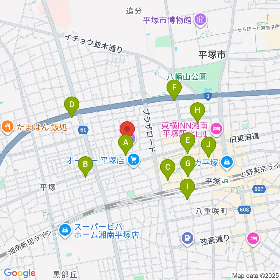 ひらしん平塚文化芸術ホール周辺のコンビニエンスストア一覧地図