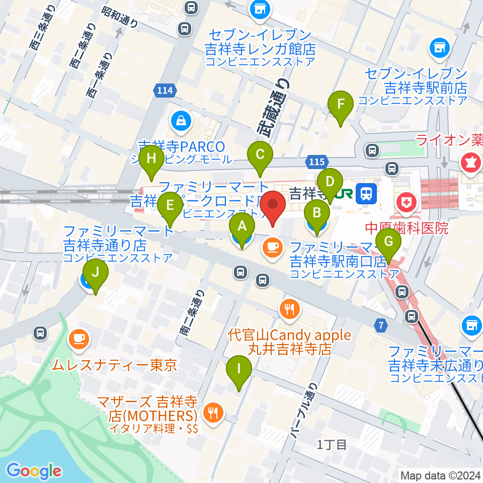 吉祥寺DAYDREAM周辺のコンビニエンスストア一覧地図