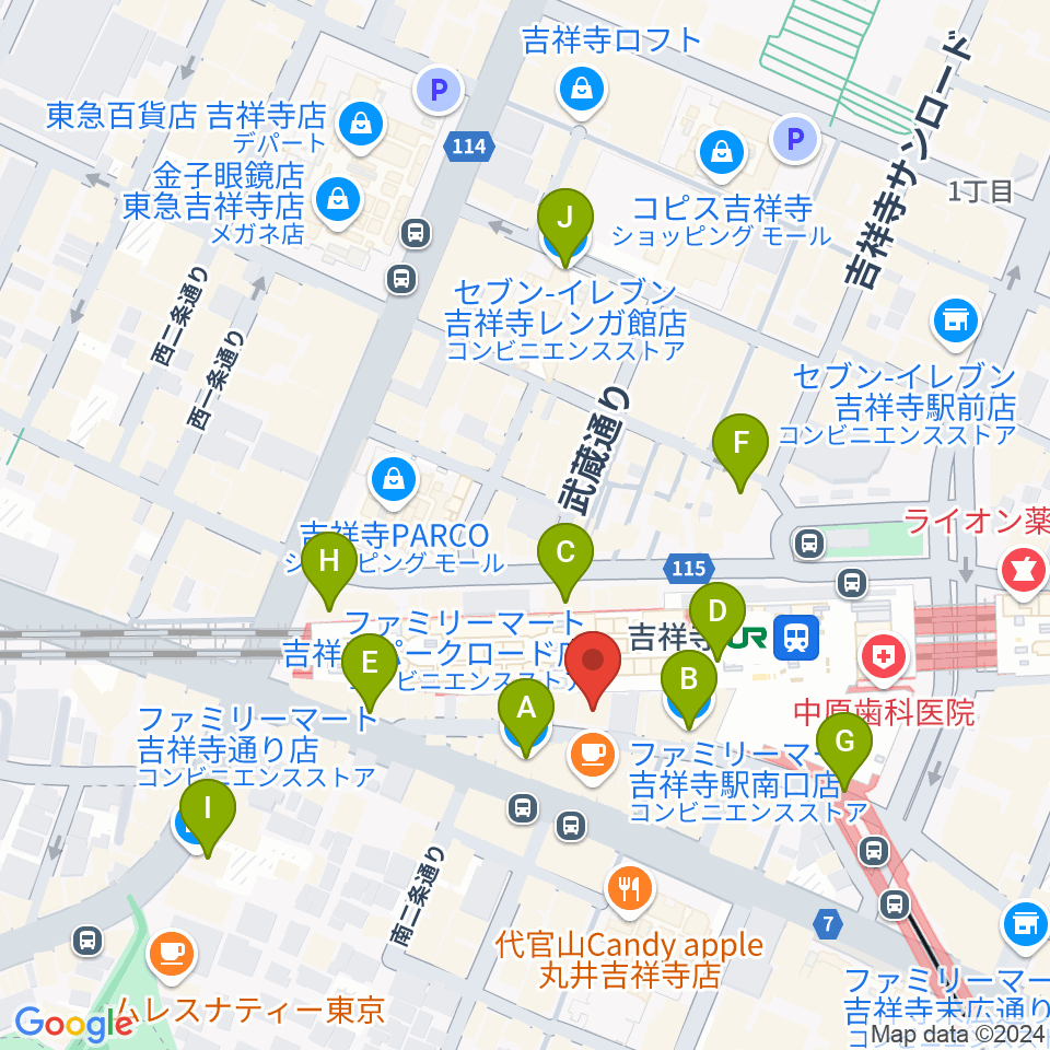 吉祥寺DAYDREAM周辺のコンビニエンスストア一覧地図