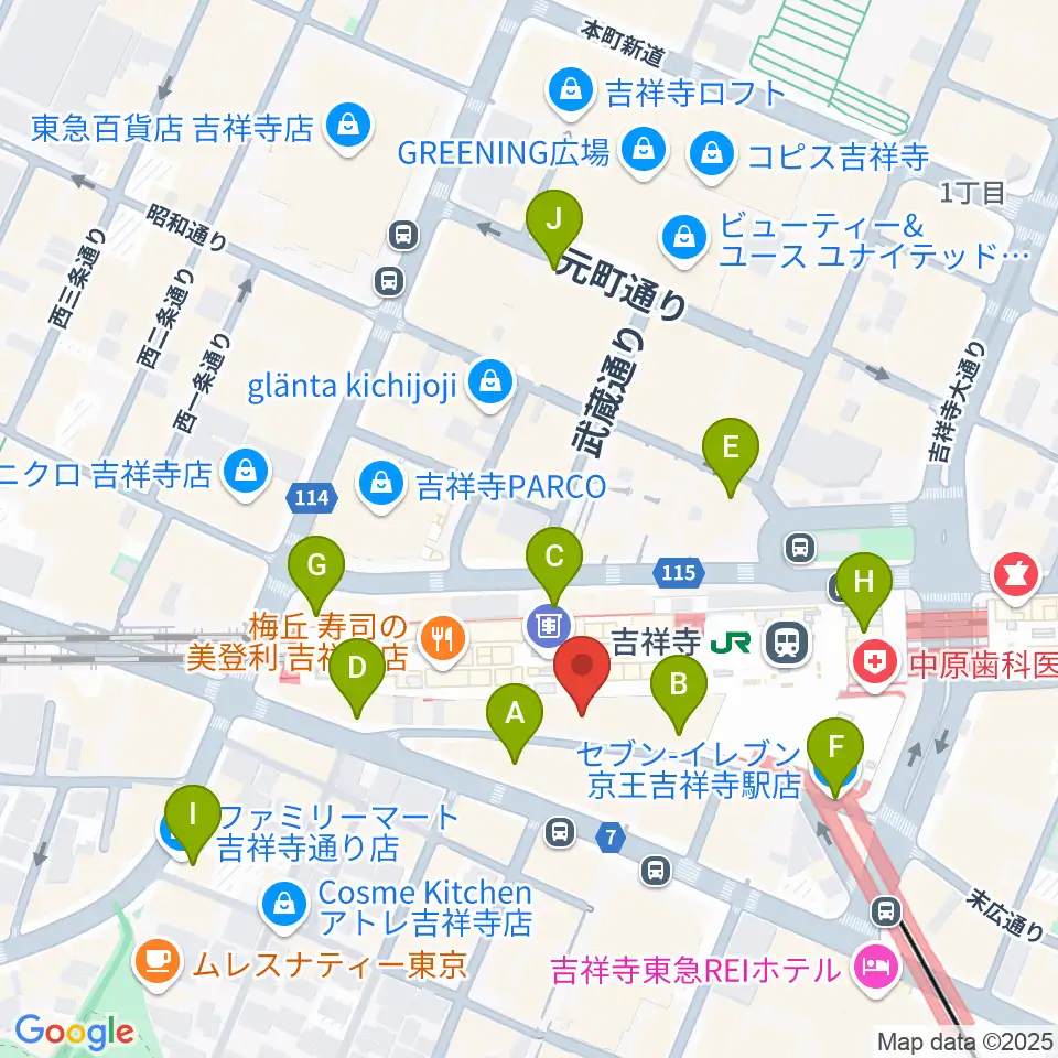 吉祥寺DAYDREAM周辺のコンビニエンスストア一覧地図
