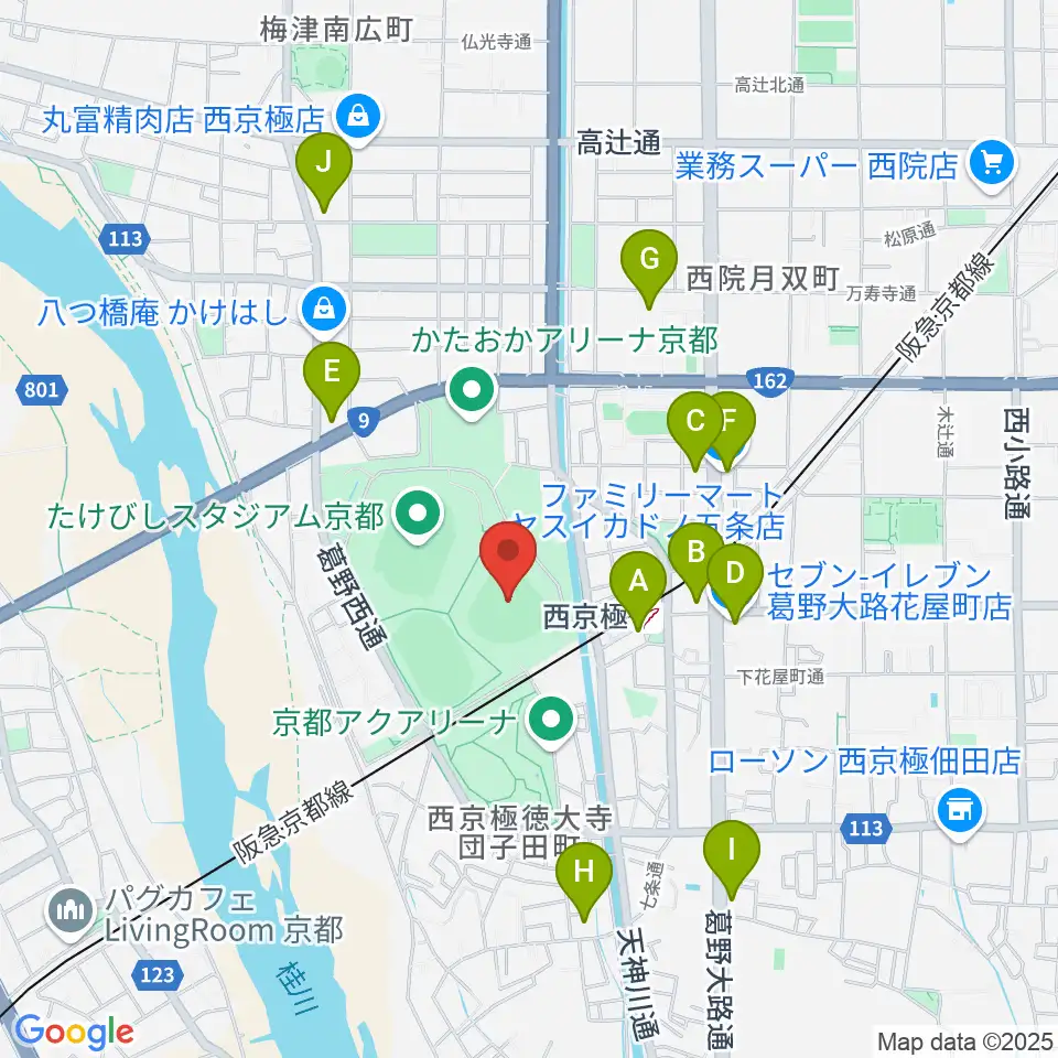 わかさスタジアム京都周辺のコンビニエンスストア一覧地図