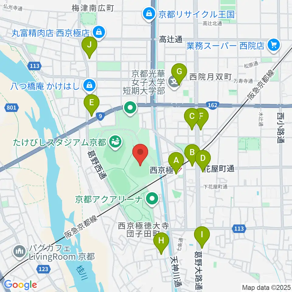 わかさスタジアム京都周辺のコンビニエンスストア一覧地図