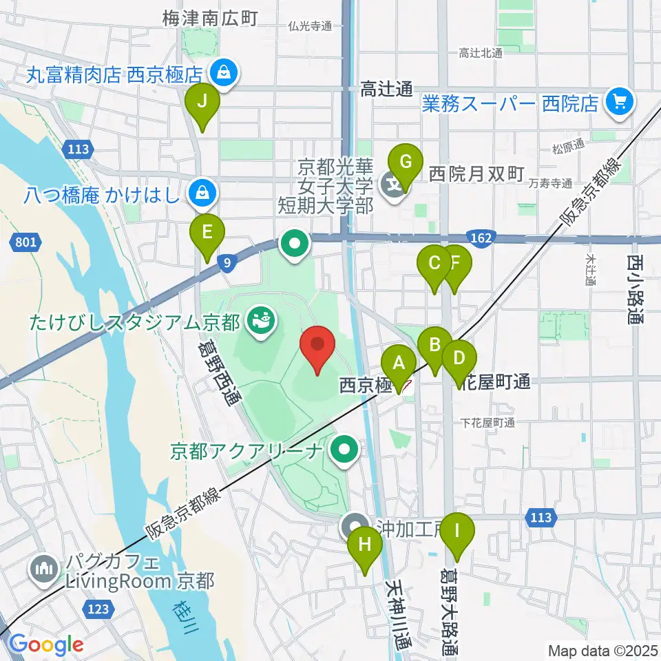 わかさスタジアム京都周辺のコンビニエンスストア一覧地図