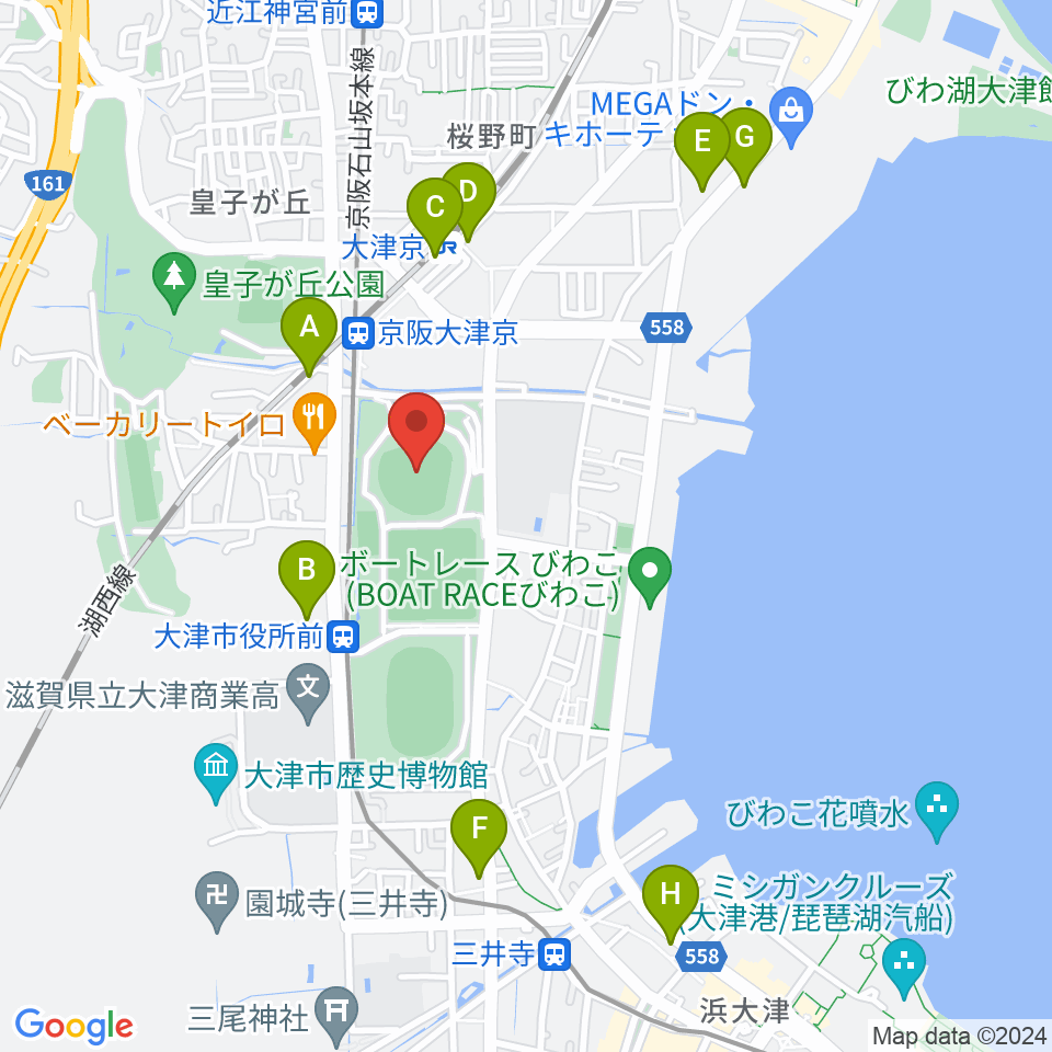 マイネットスタジアム皇子山周辺のコンビニエンスストア一覧地図