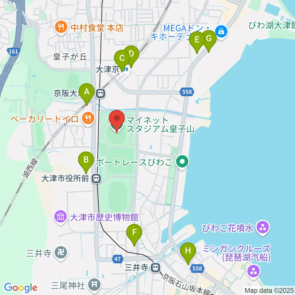 マイネットスタジアム皇子山周辺のコンビニエンスストア一覧地図