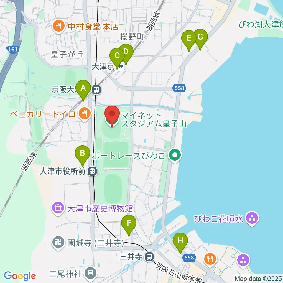 マイネットスタジアム皇子山周辺のコンビニエンスストア一覧地図