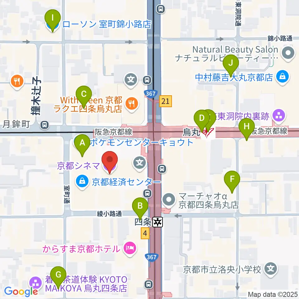 京都シネマ周辺のコンビニエンスストア一覧地図