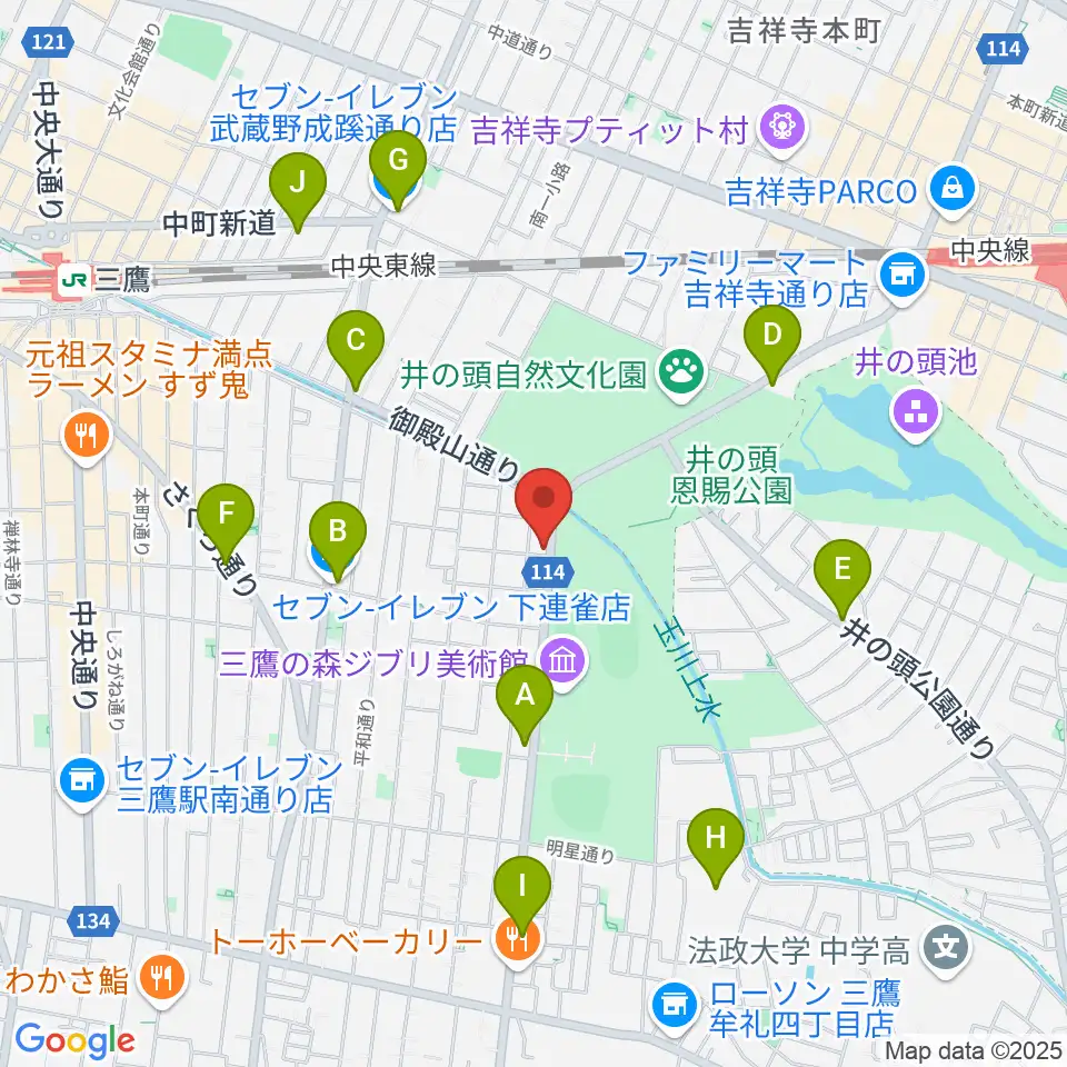 吉祥寺NEPO周辺のコンビニエンスストア一覧地図