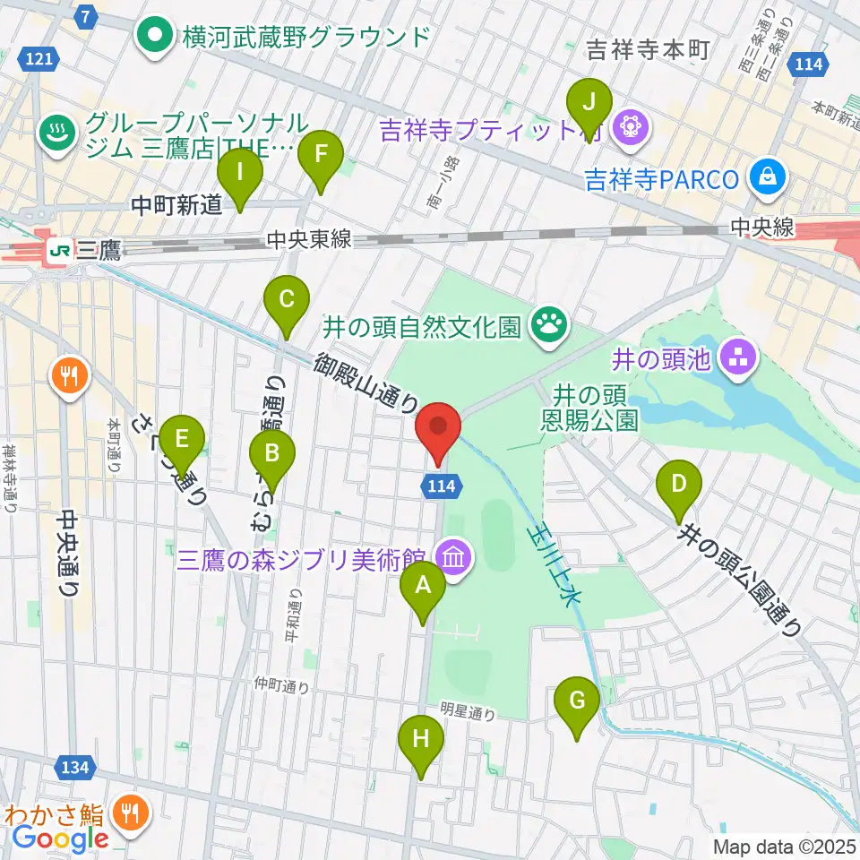 吉祥寺NEPO周辺のコンビニエンスストア一覧地図