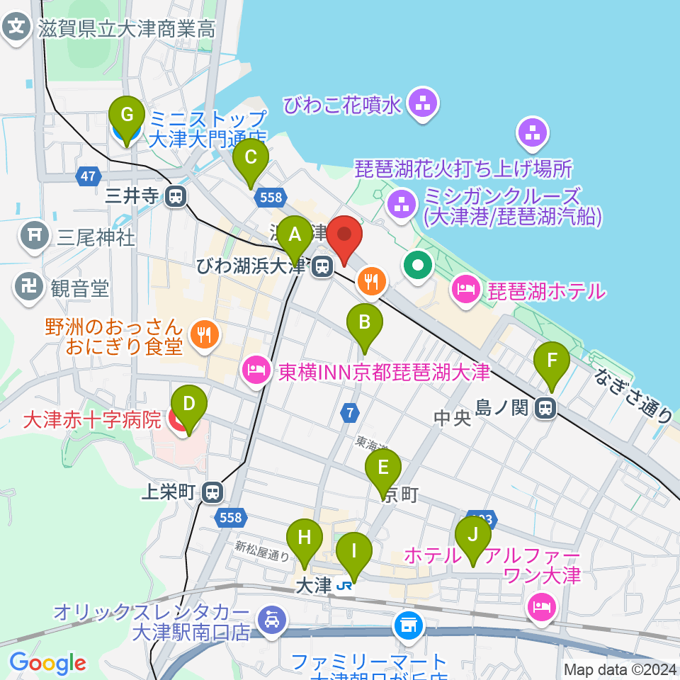 スカイプラザ浜大津周辺のコンビニエンスストア一覧地図