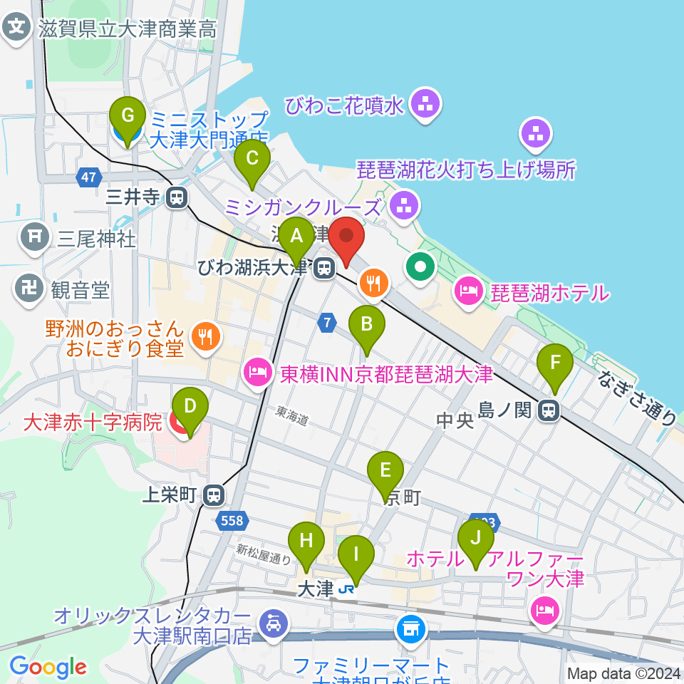 スカイプラザ浜大津周辺のコンビニエンスストア一覧地図