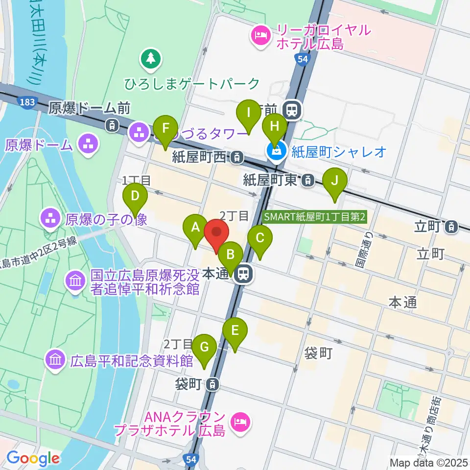 広島Yise周辺のコンビニエンスストア一覧地図