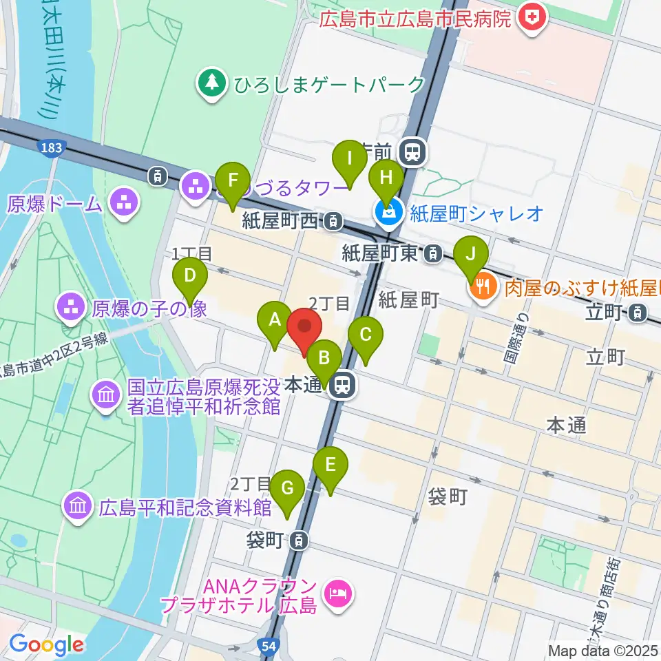 広島Yise周辺のコンビニエンスストア一覧地図