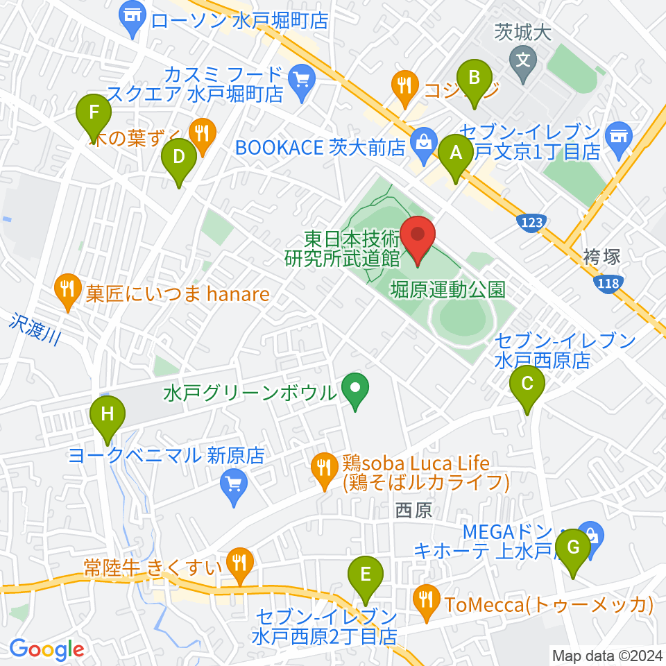 東日本技術研究所武道館周辺のコンビニエンスストア一覧地図