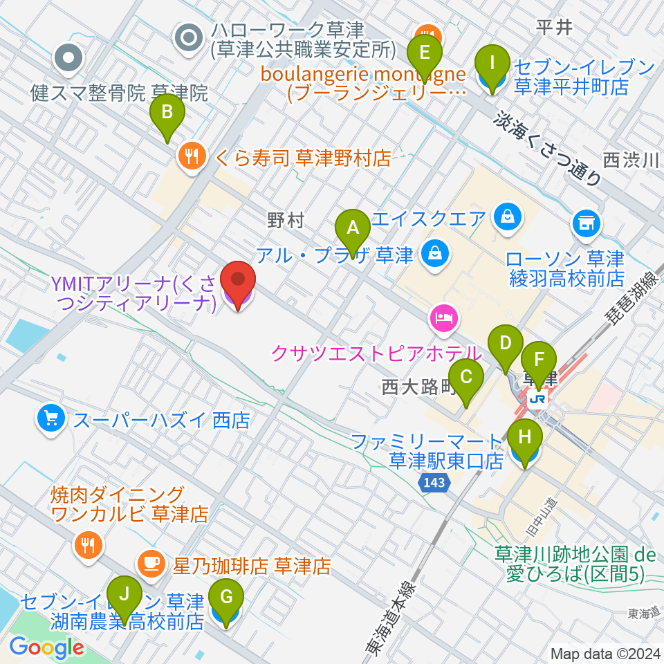 YMITアリーナ周辺のコンビニエンスストア一覧地図