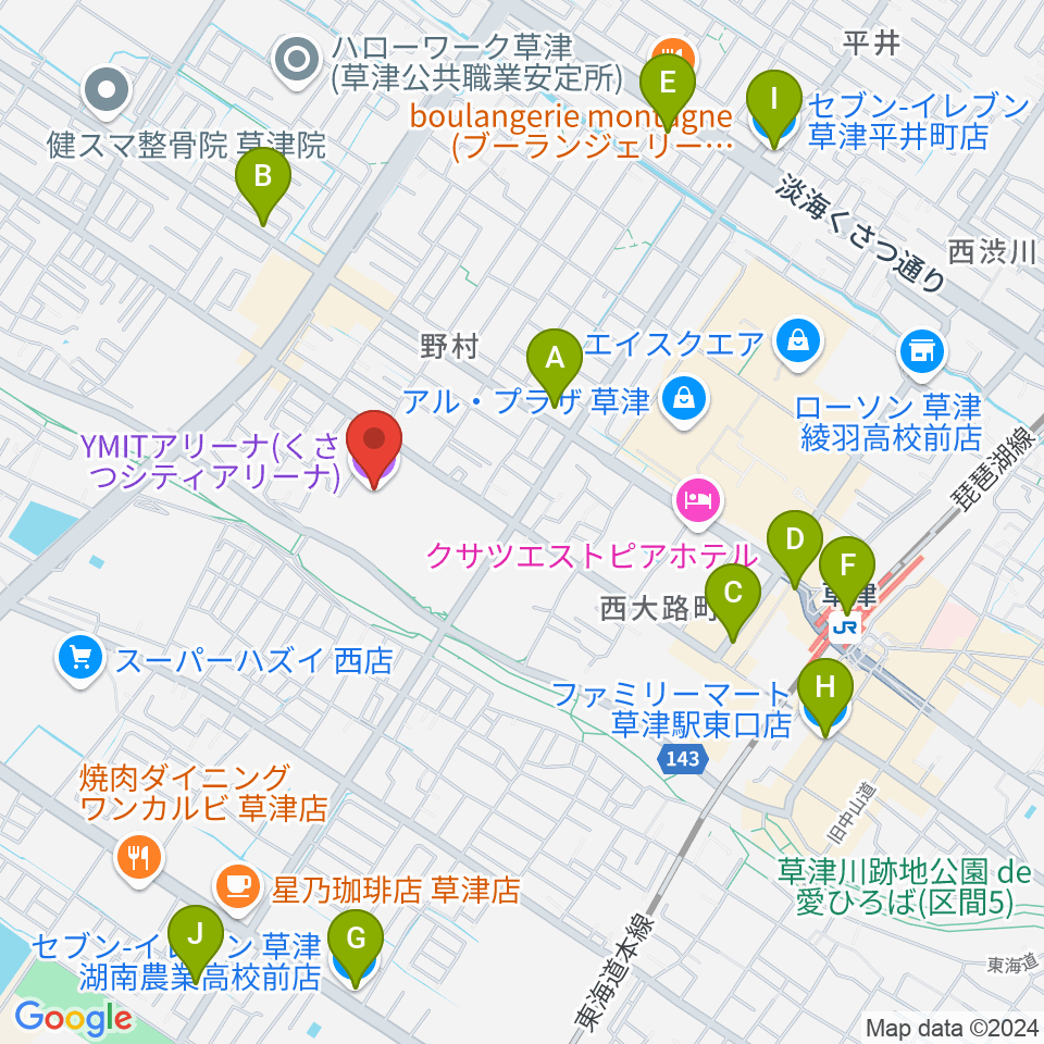 YMITアリーナ周辺のコンビニエンスストア一覧地図