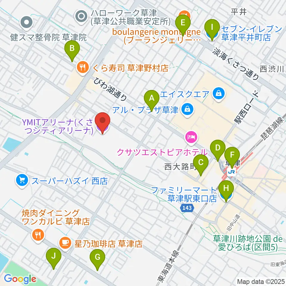 YMITアリーナ周辺のコンビニエンスストア一覧地図