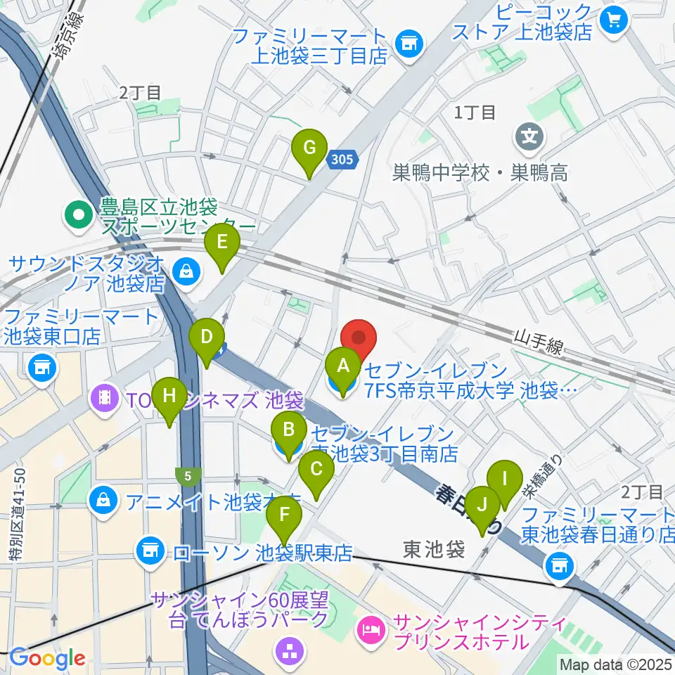 帝京平成大学冲永記念ホール周辺のコンビニエンスストア一覧地図