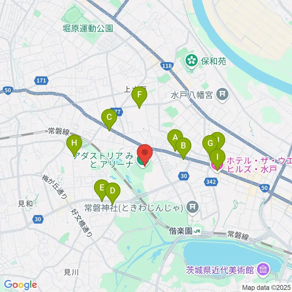 アダストリアみとアリーナ周辺のコンビニエンスストア一覧地図