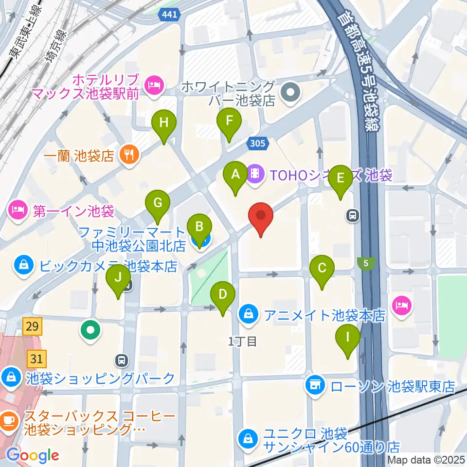 池袋harevutai周辺のコンビニエンスストア一覧地図