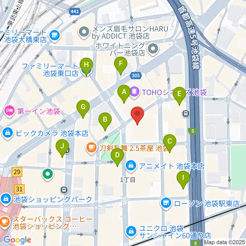 池袋harevutai周辺のコンビニエンスストア一覧地図