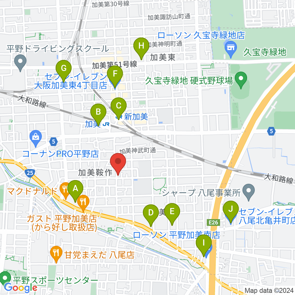 クレアミュージック平野周辺のコンビニエンスストア一覧地図