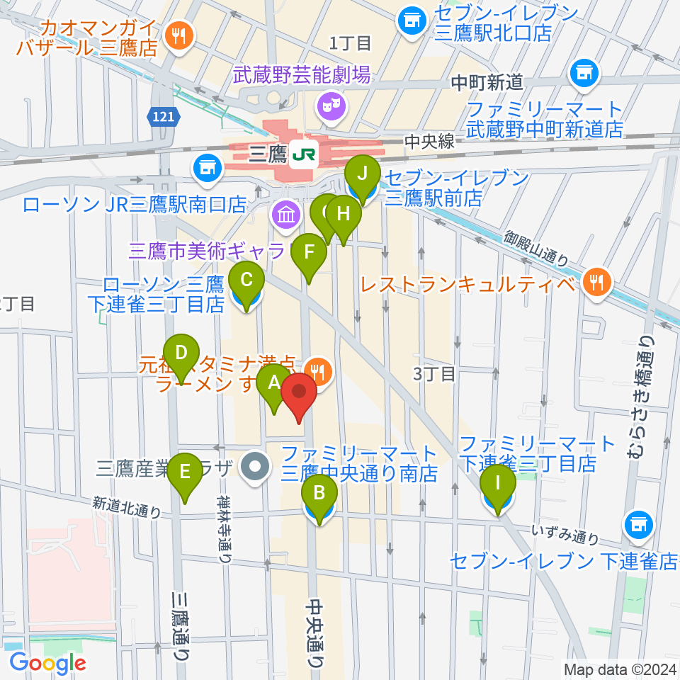 三鷹SCOOL周辺のコンビニエンスストア一覧地図