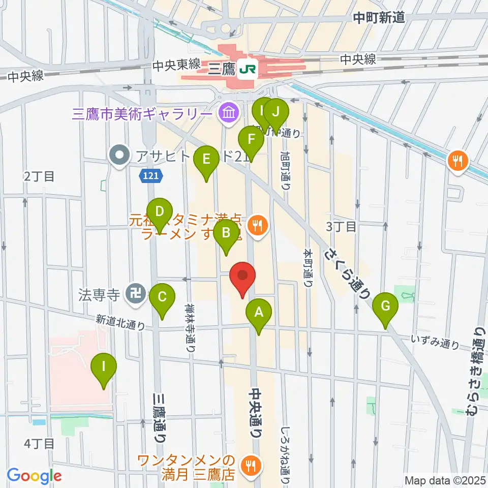 三鷹おんがくのじかん周辺のコンビニエンスストア一覧地図