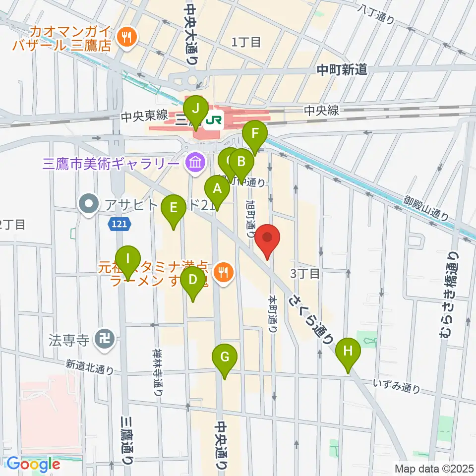 三鷹RI劇場周辺のコンビニエンスストア一覧地図