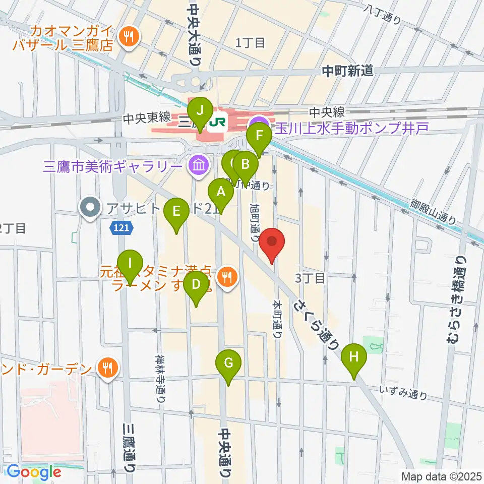 三鷹RI劇場周辺のコンビニエンスストア一覧地図